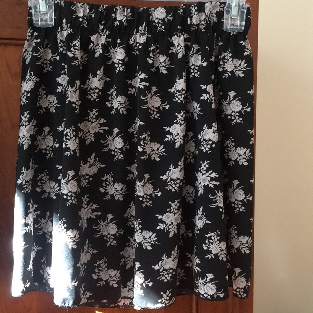 Floral black skater skirt